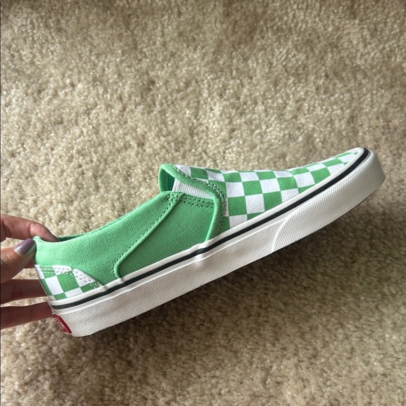 Vans Womens Green and White Checkered Slip-On Sneakers - Picture 10 of 11